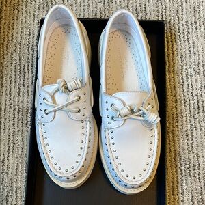 Sperry Rebecca Minkoff white Boat Shoes with Silver Studs